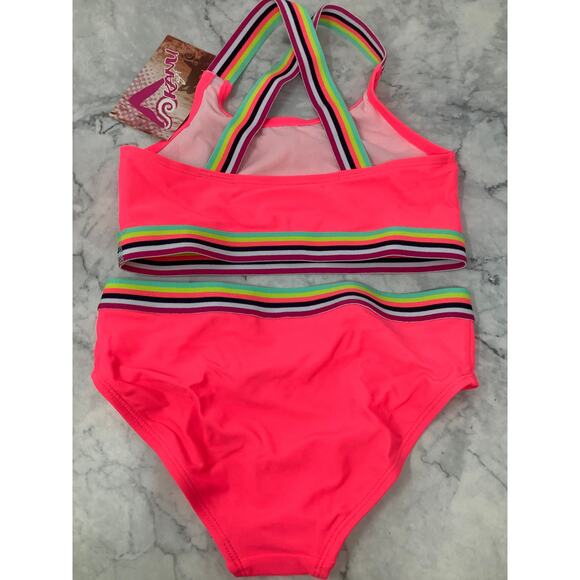 Kanu Surf Girl's 10 Tanya UPF 50+ Hot Pink Beach Sport Bikini Swimsuit G25-25 - Picture 5 of 12